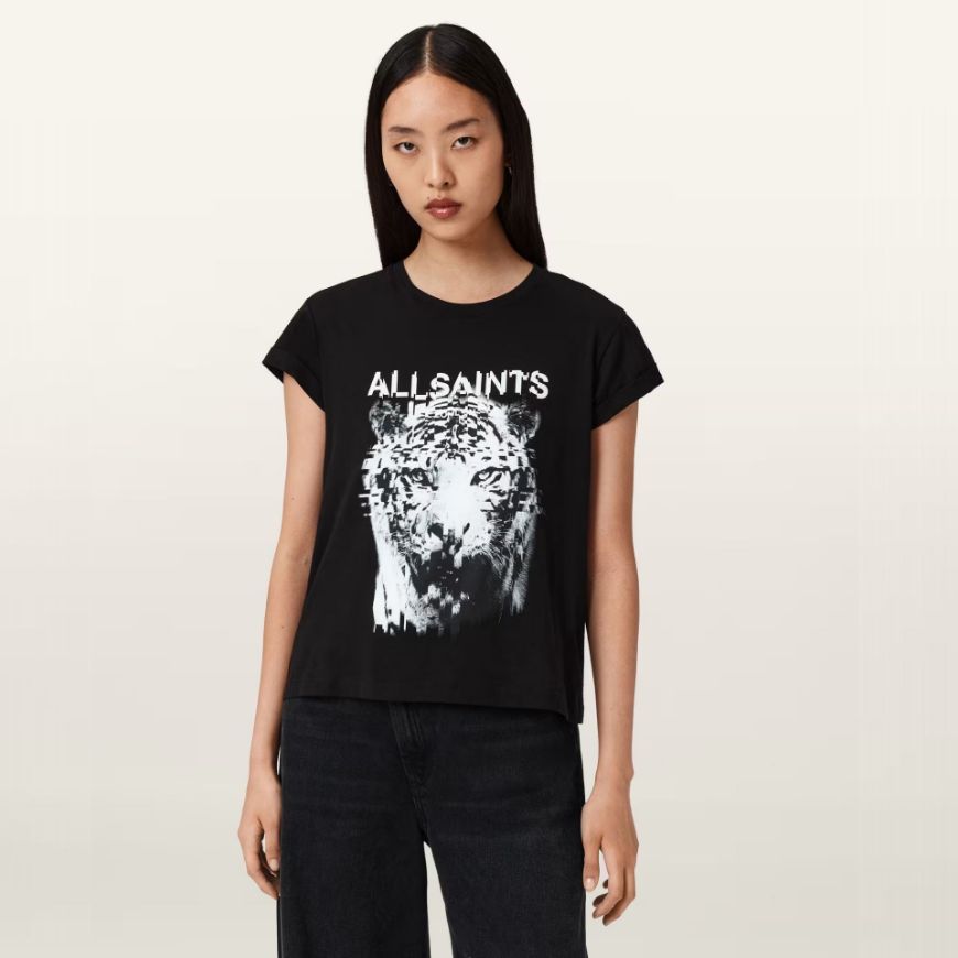 Picture of ALLSAINTS WOMEN'S STATIC ANNA TEE IN BLACK