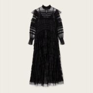 Picture of ALLSAINTS WOMEN'S CAVARLY LONG SLEEVE MAXI DRES IN LACE BLACK 6