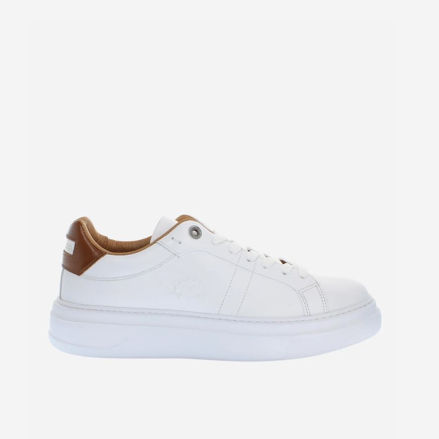 Picture of LA MARTINA MEN'S LEATHER SNEAKERS WITH LOGO IN WHITE
