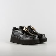 Picture of LOVE MOSCHINO WOMEN'S PLATFORM LOAFERS IN BLACK LEATHER 2