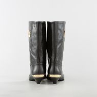 Picture of LOVE MOSCHINO WOMEN'S GOLDEN SPOILER ANKLE BOOTS IN BLACK LEATHER 4