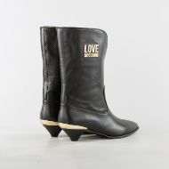 Picture of LOVE MOSCHINO WOMEN'S GOLDEN SPOILER ANKLE BOOTS IN BLACK LEATHER 3