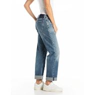 Picture of REPLAY WOMEN'S AUBRY BOY-FIT JEANS 11 OZ COMFORT BLUE DENIM IN MEDIUM BLUE 4