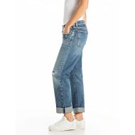 Picture of REPLAY WOMEN'S AUBRY BOY-FIT JEANS 11 OZ COMFORT BLUE DENIM IN MEDIUM BLUE 2