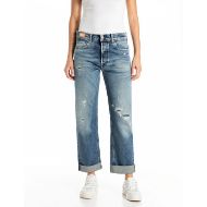 Picture of REPLAY WOMEN'S AUBRY BOY-FIT JEANS 11 OZ COMFORT BLUE DENIM IN MEDIUM BLUE 1