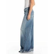 Picture of REPLAY WOMEN'S NALAJA WIDE LEG FIT 11 OZ INDIGO COTTON DENIM IN MEDIUM BLUE 2
