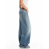 Picture of REPLAY WOMEN'S NALAJA WIDE LEG FIT 11 OZ INDIGO COTTON DENIM IN MEDIUM BLUE 4
