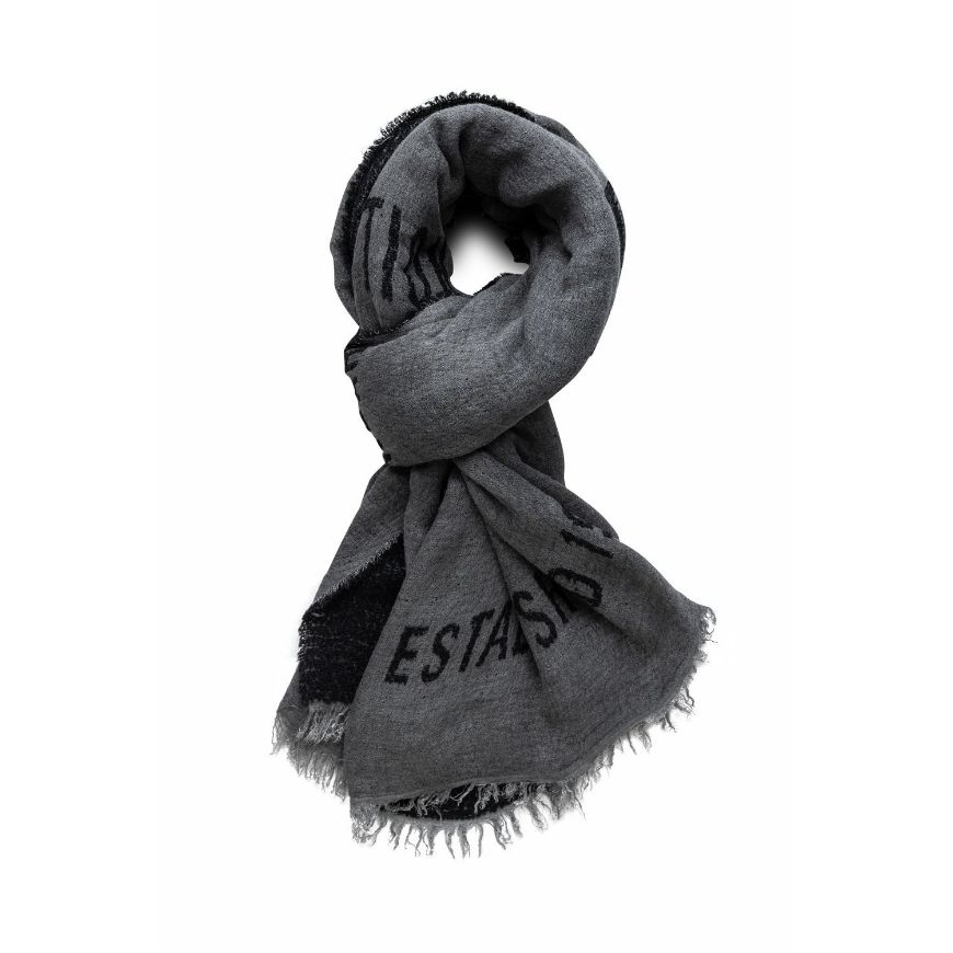 Picture of REPLAY MEN'S FRINGED LETTERING SCARF IN WASHED BLACK