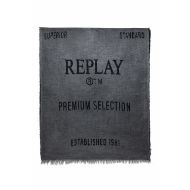 Picture of REPLAY MEN'S FRINGED LETTERING SCARF IN WASHED BLACK 2