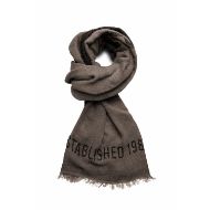 Picture of REPLAY MEN'S FRINGED LETTERING SCARF IN TURKISH COFFEE 1