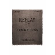 Picture of REPLAY MEN'S FRINGED LETTERING SCARF IN TURKISH COFFEE 2