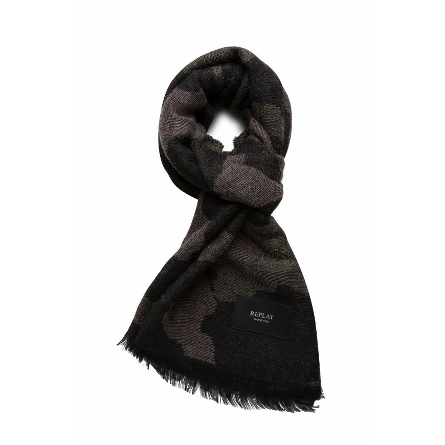 Picture of REPLAY MEN'S FRINGED WOOL SCARF IN MULTICOLOUR