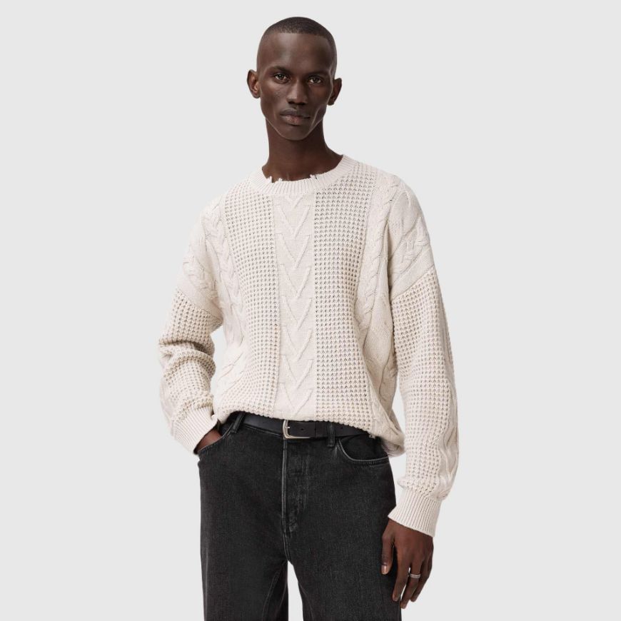 Picture of ALLSAINTS MEN'S TENTER CREW IN ECRU WHITE