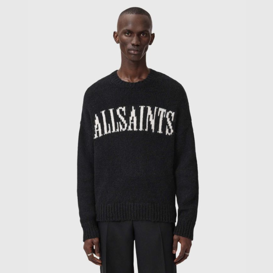 Picture of ALLSAINTS MEN'S STOKES CREW IN BLACK/ECRU WHITE