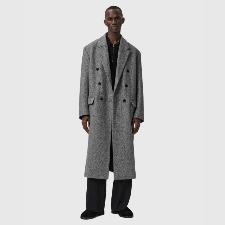 Picture of ALLSAINTS MEN'S EZRA COAT IN BLACK/WHITE