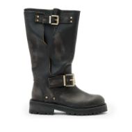 Picture of ALLSAINTS WOMEN'S TAY BIKER BOOT IN DARK BROWN 1