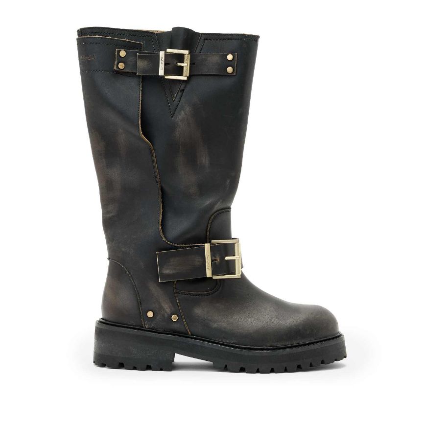 Picture of ALLSAINTS WOMEN'S TAY BIKER BOOT IN DARK BROWN