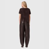 Picture of ALLSAINTS WOMEN'S JETT LEATHER TROUSERS IN BITTER BROWN 5