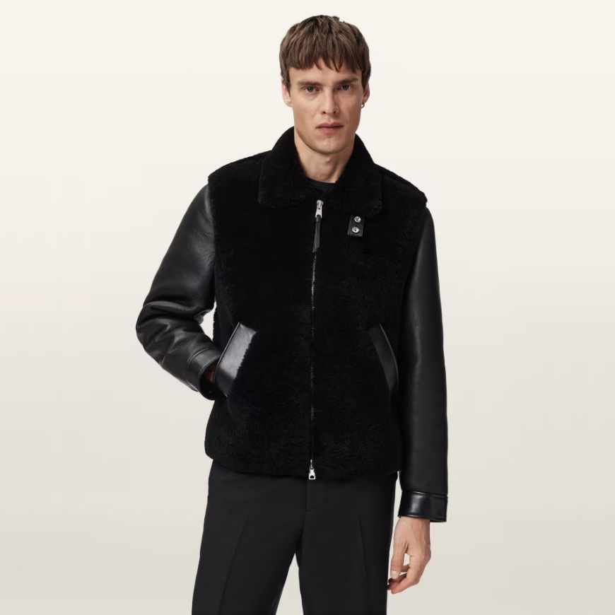 Picture of ALLSAINTS MEN'S CONYER SHEARLING JACKET IN BLACK
