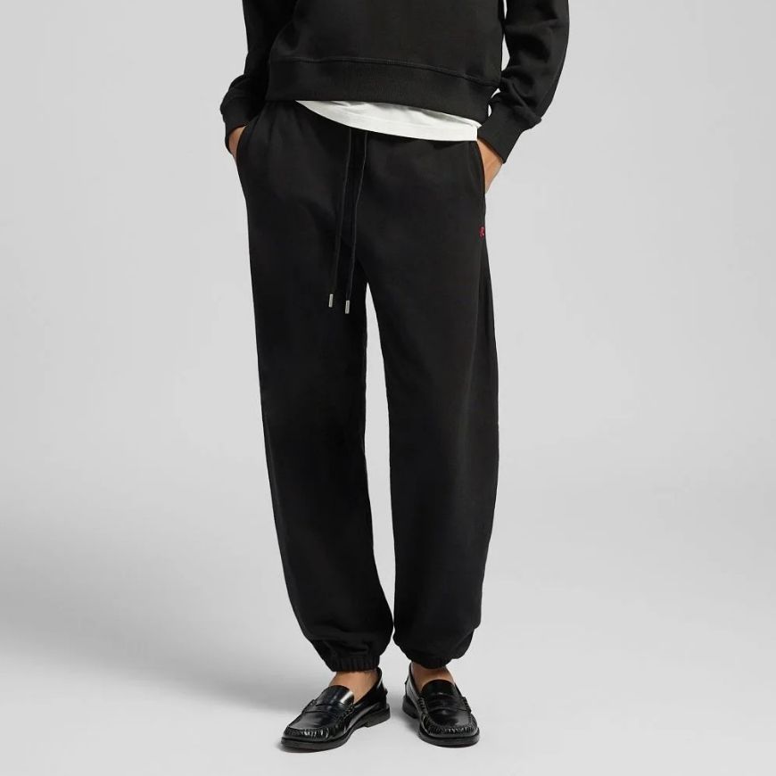 Picture of REPLAY WOMEN'S FLEECE JOGGERS WITH R EMBROIDERY IN BLACK