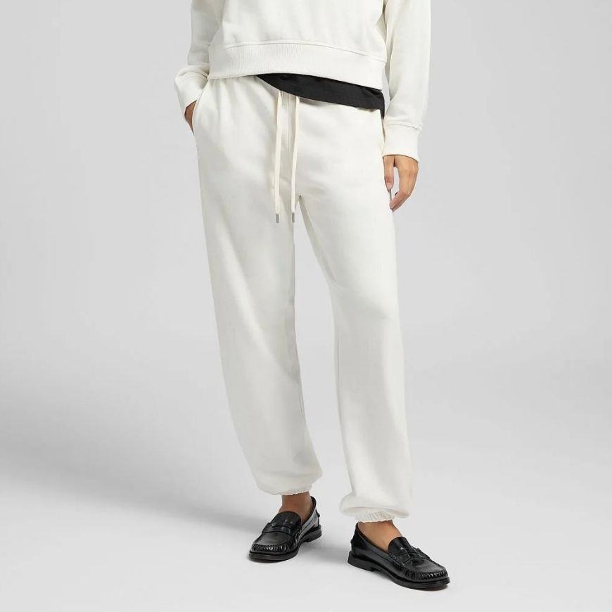 Picture of REPLAY WOMEN'S FLEECE JOGGERS WITH R EMBROIDERY IN NATURAL WHITE