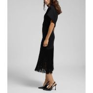 Picture of REPLAY WOMEN'S FRINGED MIDI DRESS IN BLACK 2
