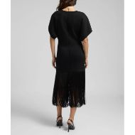 Picture of REPLAY WOMEN'S FRINGED MIDI DRESS IN BLACK 3