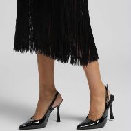 Picture of REPLAY WOMEN'S FRINGED MIDI DRESS IN BLACK 5