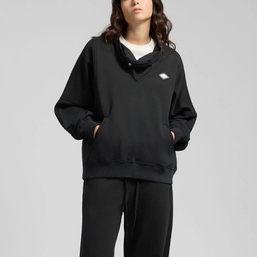 Picture of REPLAY WOMEN'S SWEATSHIRT WITH HIGH NECK AND POCKETS IN BLACK