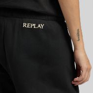 Picture of REPLAY WOMEN'S HIGH WAIST WIDE LEG JOGGER WITH LOGO IN BLACK 4