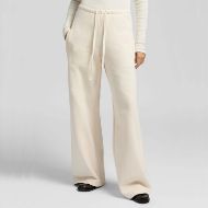 Picture of REPLAY WOMEN'S HIGH WAIST WIDE LEG JOGGER WITH LOGO IN WINTER WHITE 1