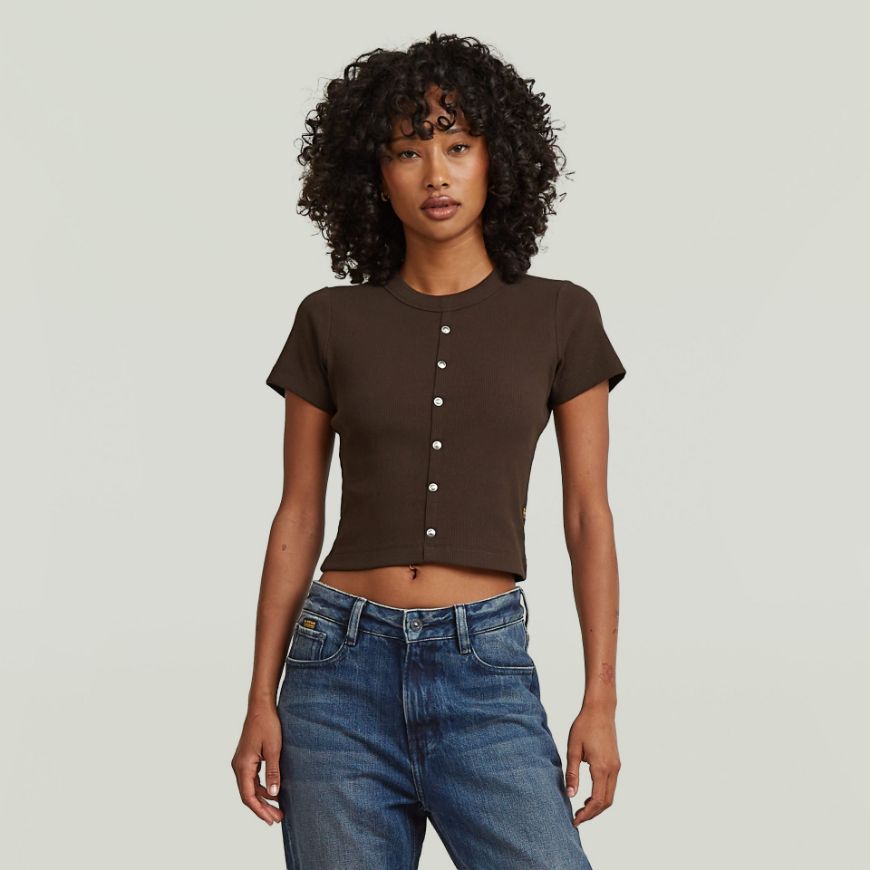 Picture of G-STAR WOMEN'S HERITAGE HARDWARE BABY TOP IN GANACHE