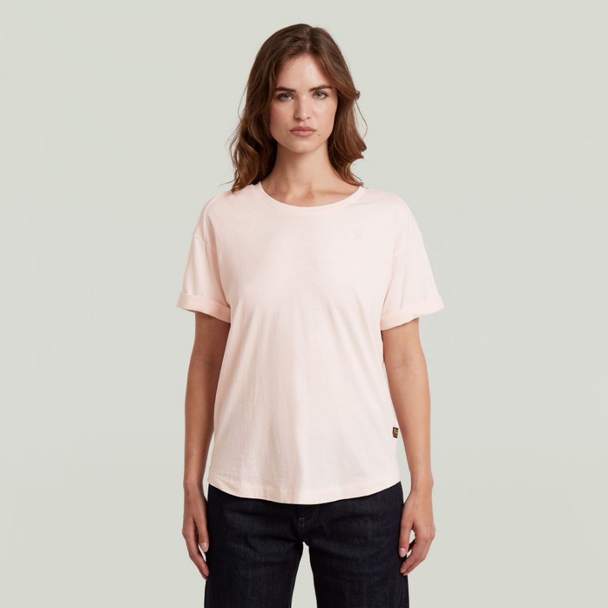 Picture of G-STAR WOMEN'S ROLLED UP SLEEVE BOYFRIEND T-SHIRT IN SILVER PEONY