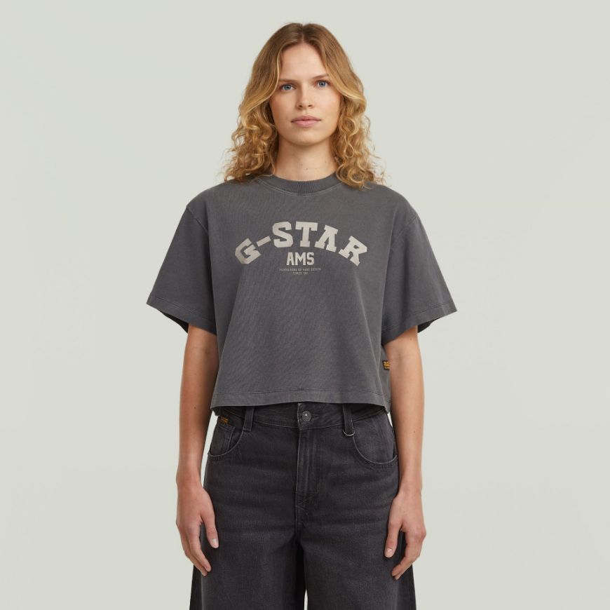 Picture of G-STAR WOMEN'S WASHED GR BOXY T-SHIRT IN DK BLACK GD