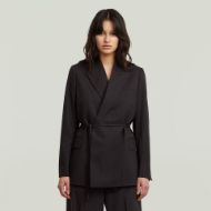 Picture of G-STAR WOMEN'S DOUBLE BREASTED BELTED BLAZER IN DK BLACK PINSTRIPE 1