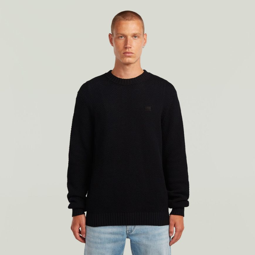 Picture of G-STAR MEN'S HONEY COMB STRUCTURE SWEATER IN DK BLACK
