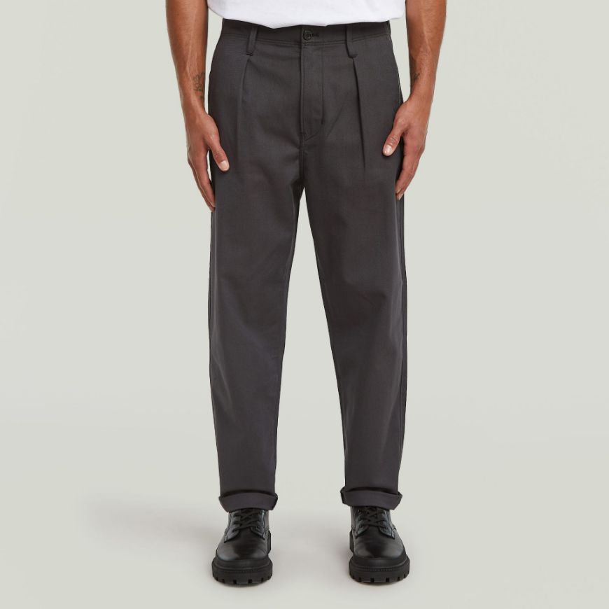 Picture of G-STAR MEN'S PLEATED CHINO RELAXED TAPERED IN INDIA INK/GANACHE HB