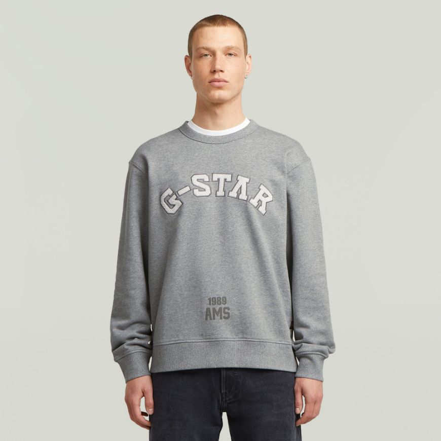 Picture of G-STAR MEN'S APPLIQUE SWEATER IN MEDIUM GREY HTR