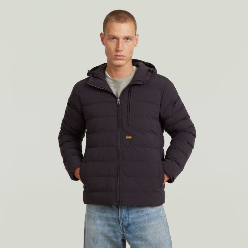 Picture of G-STAR MEN'S FOUNDATION HOODED LINER JACKET IN DK BLACK