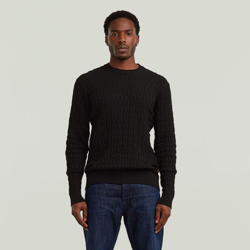 Picture of G-STAR MEN'S CHAIN STRUCTURE SWEATER IN DK BLACK