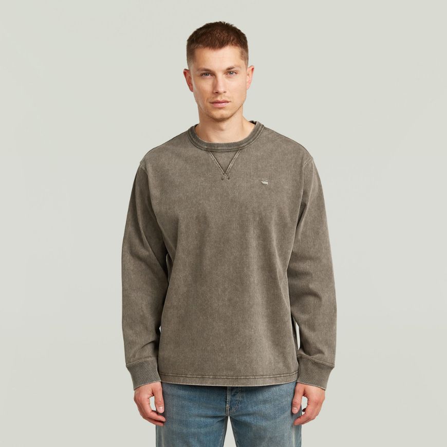 Picture of G-STAR MEN'S WASHED HB SWEATER IN WREN GD SNOW BLEACH