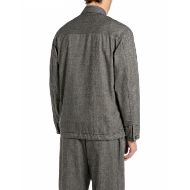 Picture of REPLAY MEN'S HERRINGBONE BUTTONED JACKET IN BLACK/NATURAL WHITE 2