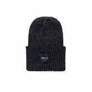 Picture of REPLAY UNISEX PREMIUM SELECTION KNIT BLEND BEANIE IN WASHED BLACK 1