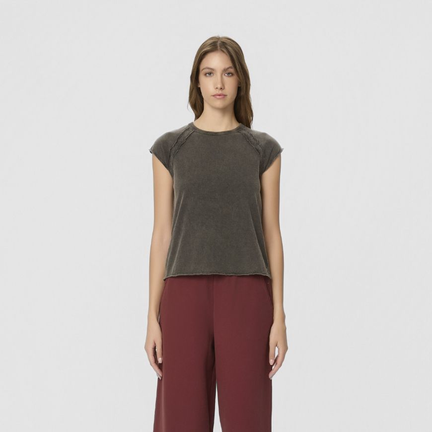 Picture of DIRTY LAUNDRY WOMEN'S RAGLAN T-SHIRT WITH OPEN SEAMS IN VINTAGE BLACK