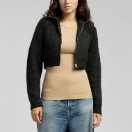 Picture of REPLAY WOMEN'S WOOL BLEND CARDIGAN WITH SHERPA EFFECT IN BLACK 1