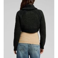 Picture of REPLAY WOMEN'S WOOL BLEND CARDIGAN WITH SHERPA EFFECT IN BLACK 2