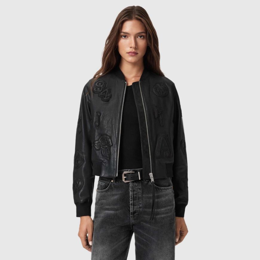 Picture of ALLSAINTS WOMEN'S ORTEN 94 BOMBER IN BLACK