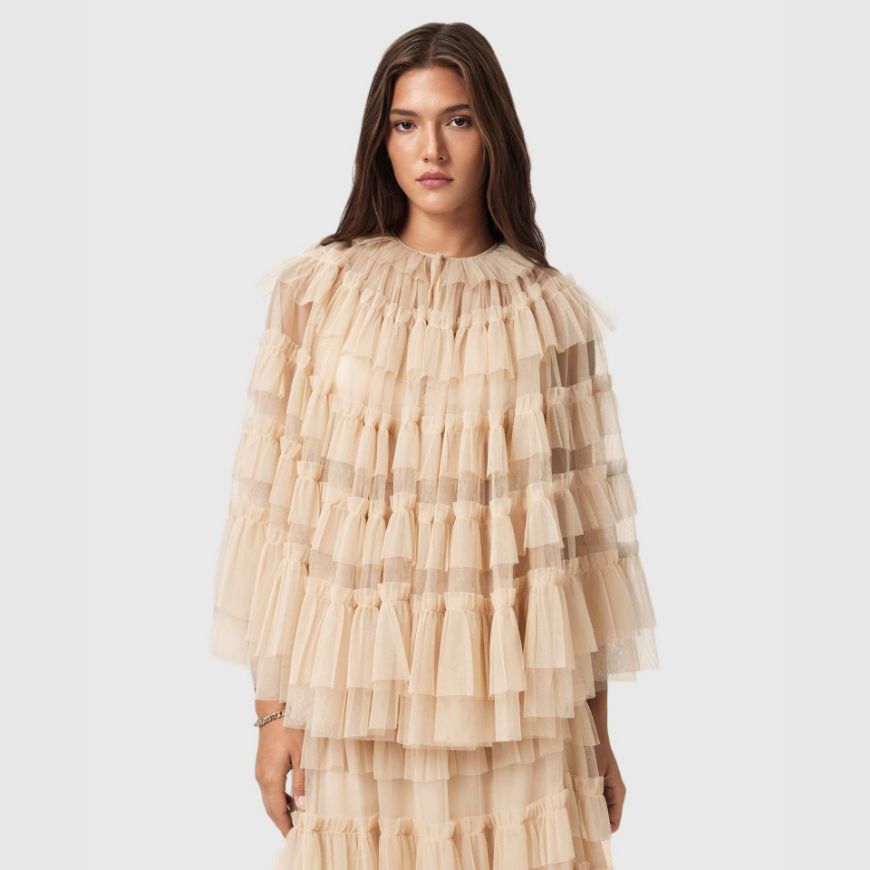 Picture of ALLSAINTS WOMEN'S AUDE RUFFLE CAPE IN BLUSH PINK