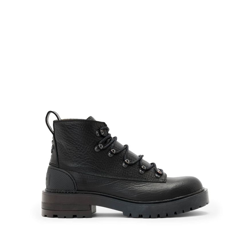 Picture of ALLSAINTS MEN'S MCCOY HIKING BOOT IN BLACK GRAIN
