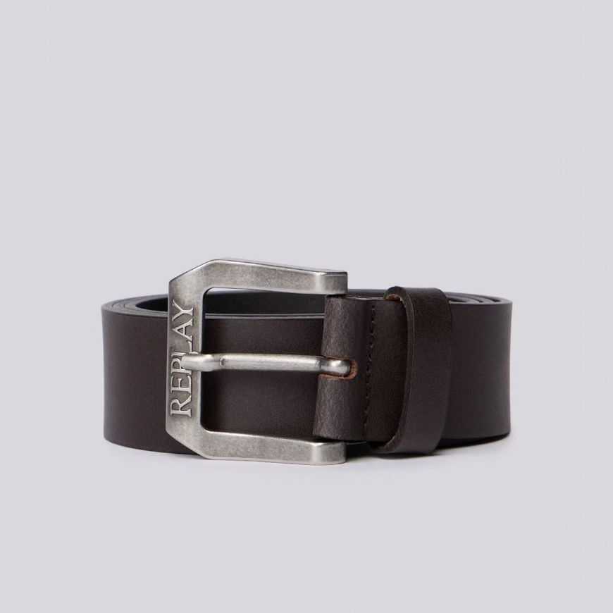 Picture of REPLAY MEN'S CRUST LEATHER BELT IN BLACK BROWN